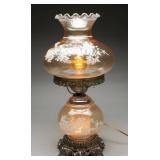 L&L WMC Amber Luster Floral Gone With Wind Lamp
