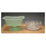 Westmoreland Satin Compote & Cut Glass Bowl
