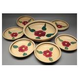 Watt Pottery Rio Rose Spaghetti Bowl Set, 7 Pc