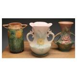 Roseville Sunflower & Water Lily, Hull Vases, (3)
