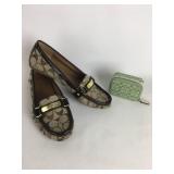 Ladies Designer COACH Monogram Loafers/Changepurse
