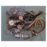 1 BAG WITH WATCHES & JEWELRY