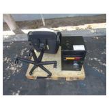 1 OFFICE CHAIR AND 1 SMALL AMSEC SAFE
