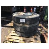 3 TRACTOR TRAILER TIRES  SIZES 11R24.5, LOAD RANGE