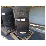 PALLET OF 7 USED / NEW TIRES MISC. SIZE AND MAKE