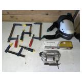 4 F clamps, floor install kit, jig saw, knee pads