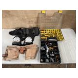 2 tool belts, knee pads, 2 filled tool containers
