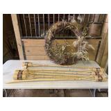 Spring/fall Wreath & 6 outdoor torches