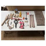 3 plumb strings, chalk line, kitchen tools, & more