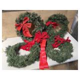 4 Christmas wreaths w ribbons