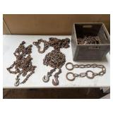 Crate of various sized chains