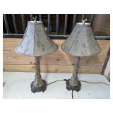 2 faux wood nature style lamps