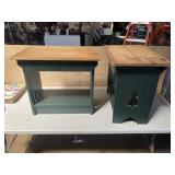 2 pine green end tables