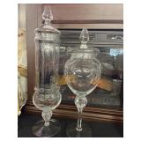 2 Large Pedestal Candy Containers Jars