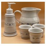 Lot of Longaberger Pottery Soap, Pitcher, votives