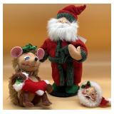 3 pieces of Annalee Christmas Santa Mouse