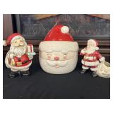 3 Vtg Ceramic Santa Clause Cookie Jar figures