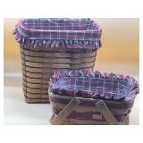 2 Longaberger Baskets w/Red Plaid Liners