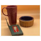 Longaberger Pottery Lot & Basket, Pewter Key