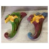 Pair of Wall Pottery Wall Pockets