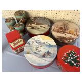 Lot of 9 vintage Christmas tins
