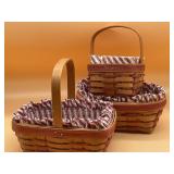 Lot of 3 Longaberger w/Striped Red Liners