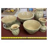 Vintage Ransbottom Green Sponge Ware Set Pottery
