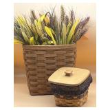 Lot of 2 Longaberger Baskets W/Wheat Floral