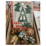 Vintage Christmas Lot Angel Hair Nativity