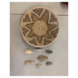Am woven basket w/7 Arrowheads