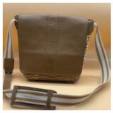 Longaberger Brown Leather Basket Purse Crossbody