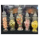 Lot Of 5 Vintage Glass Candy Containers Jars