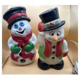 Lot of 2 Vintage Snowman Blow Molds