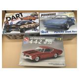 3 Car Model Kits in boxes