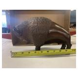 Wooden Buffalo carving, 2 Wooden Bear Carvings,