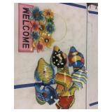 2 metal outside house decor