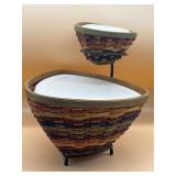 Longaberger Chip and Dip Basket Set w/stand