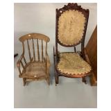 Antique folding rocking chair & childï¿½s rocking