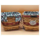 Lot Of 2 Longaberger Christmas Baskets W/liners