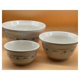 Longaberger Pottery Nesting 3 Bowl Set - Green