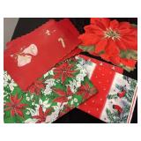 Lot of 32 Vintage Christmas placemats & tablecloth