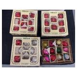 Lot of 4 Vintage Glass Bulb Ornaments in boxes
