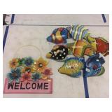 2 metal outside house decor