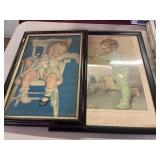 Law of two vintage baby lithographs/prints