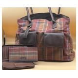 Longaberger Toboso Plaid Purse Wallet & Checkbook