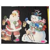 2 metal Vintage Christmas style 24" Santa/snowman