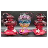 Glass Hummingbird feeders(x3)