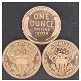 3 Oz. Fine Copper(3x 1 Oz. Rounds)