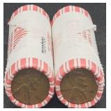 2x 50 Cent Rolls of Wheat Pennies
