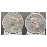 1817?, 1853 Liberty Head Large Cents(x2)